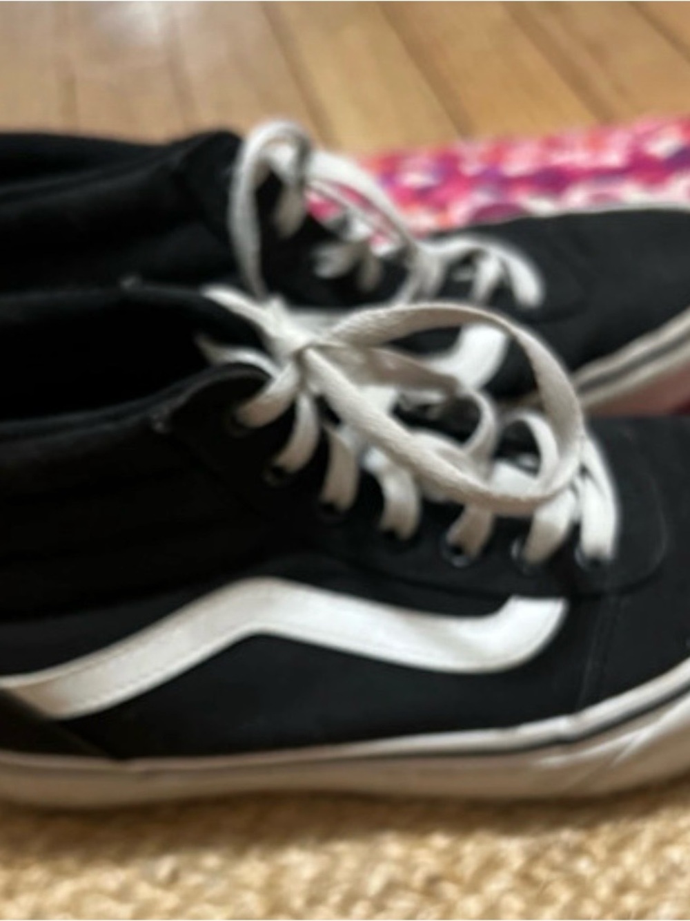 Vans Black and White Kids High-Top Skate Shoes